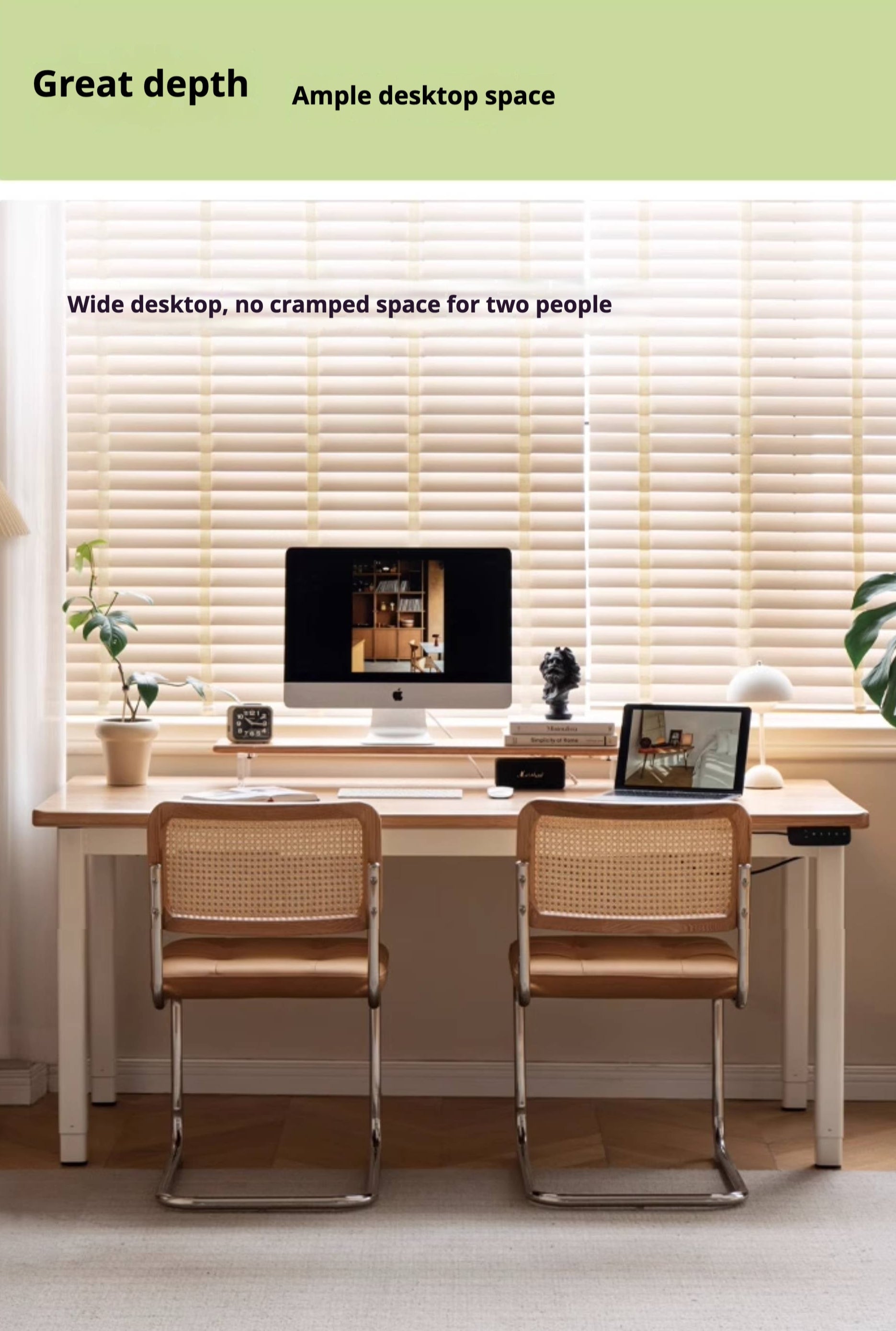 Oak Solid Wood Electric Elevating Dual Motor Office Desk