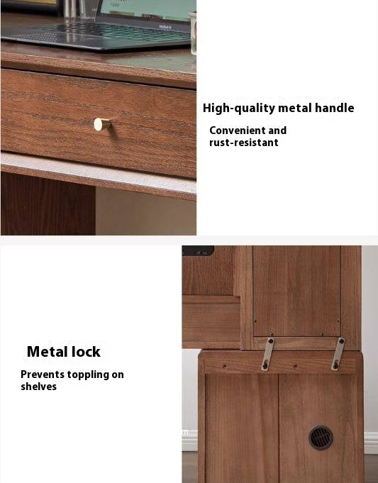 Oak Solid Wood Retractable Computer Desk