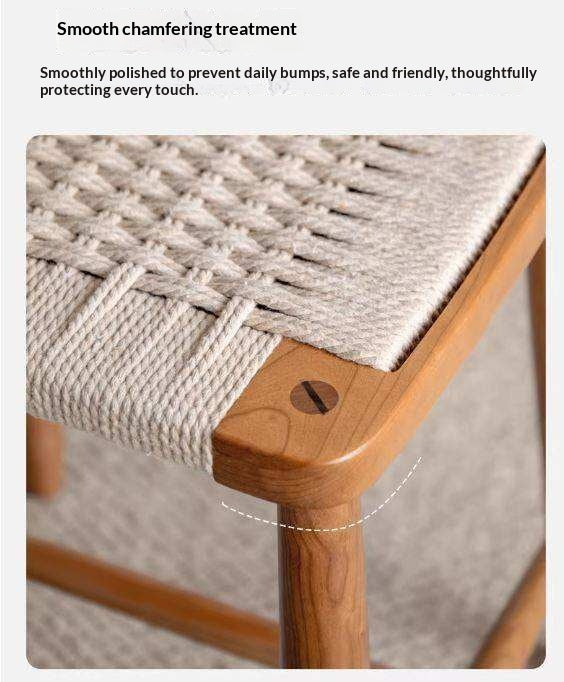 Cherry Solid Wood Rope Stool