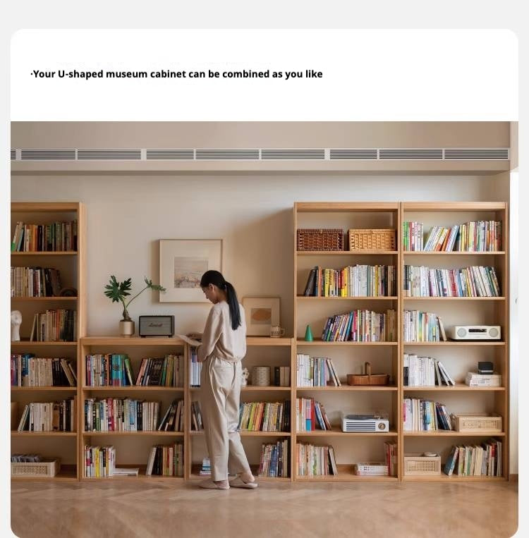 Oak Solid Wood Floor To Ceiling Bookshelves