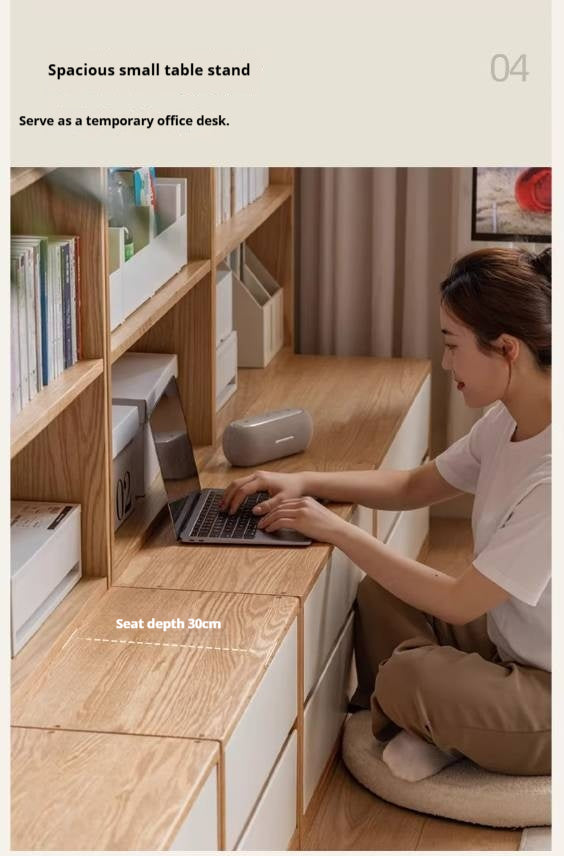 Oak Solid Wood Cream Style Bookcase