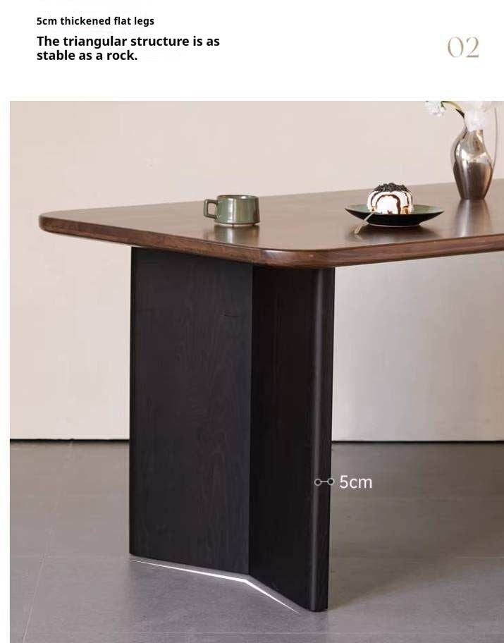 Black Walnut Solid Wood Dining Table with Italian Light Luxury Design