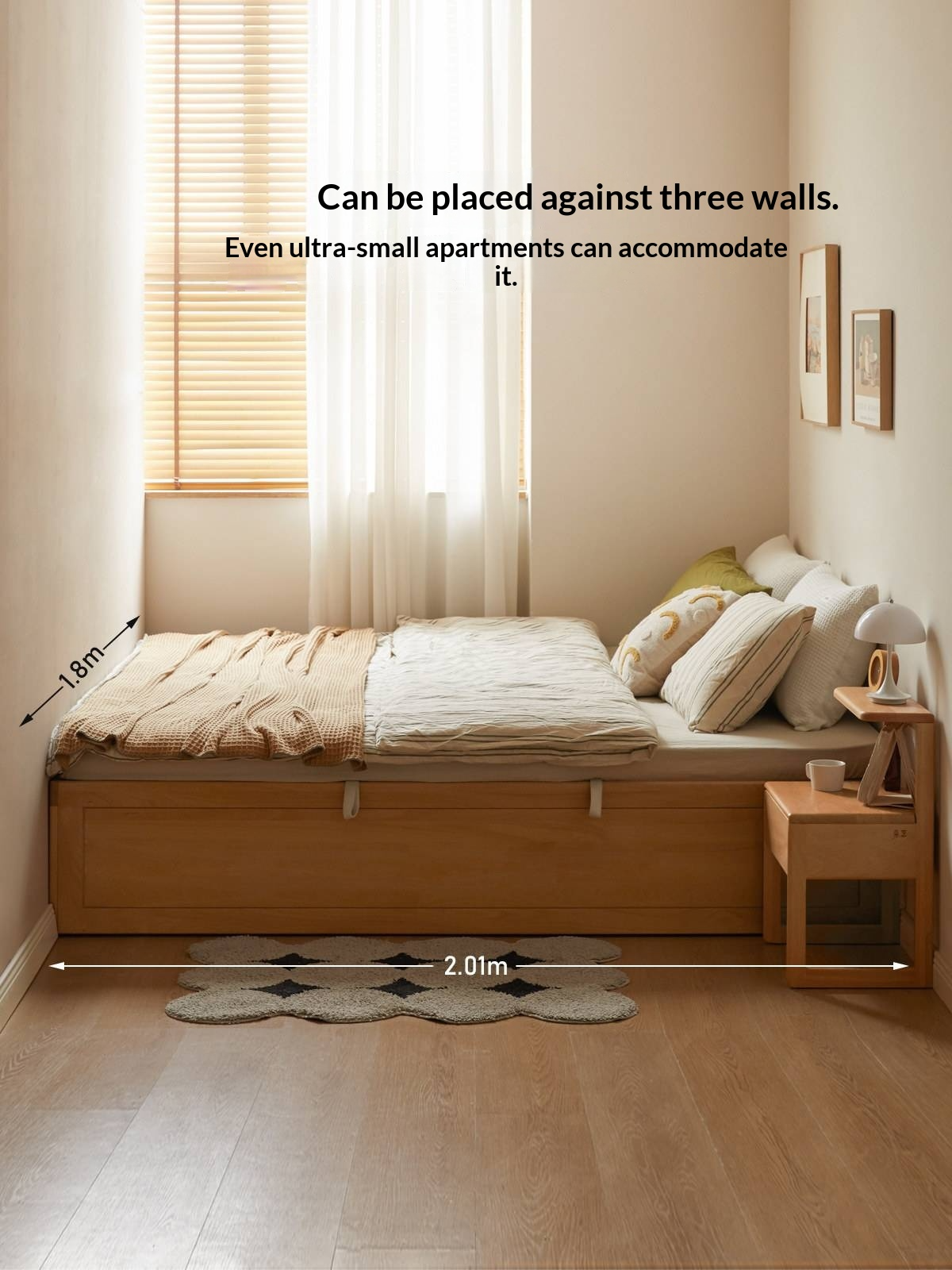 European Beech Solid Wood Platform Box Bed — Headboard-Free, Simple Design