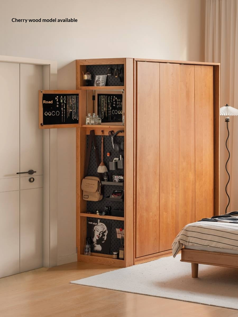 Oak, Cherry Solid Wood Corner Wardrobe