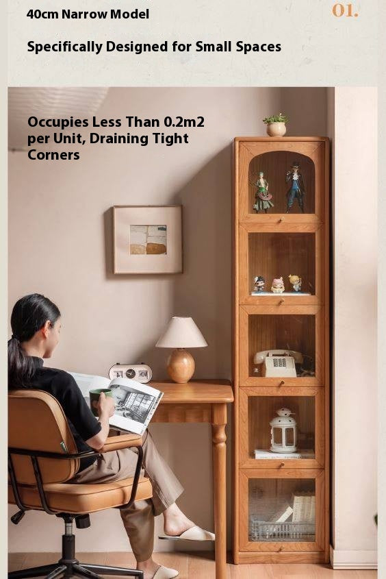 Cherry Solid Wood Ancient Style Floor Bookcase