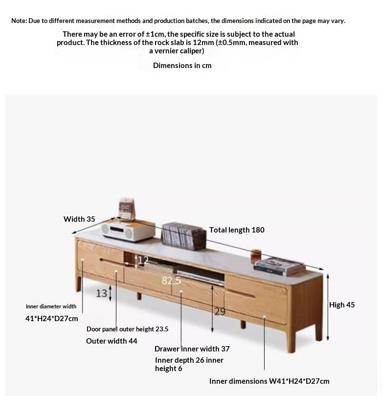 Solid Rubberwood, Oak Solid Wood TV Stand Slate Top.