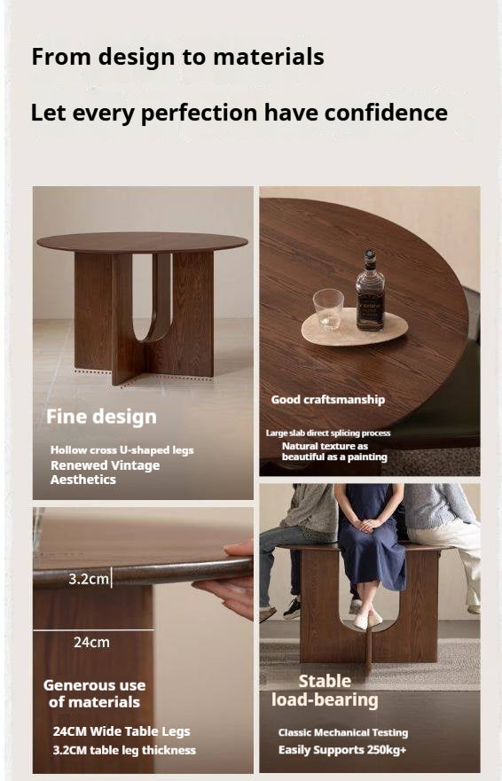 Ash Solid Wood Round Dining Table