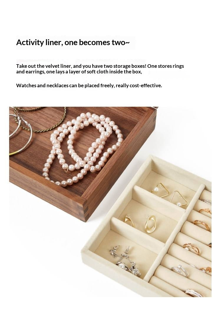 Black Walnut Solid Wood Storage Jewelry Box Transparent Display