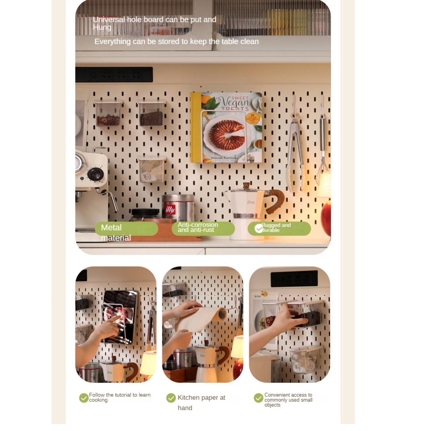 Solid RubberWood,Tulipwood Solid Wood Rock Board Cream Style Dining Sideboard