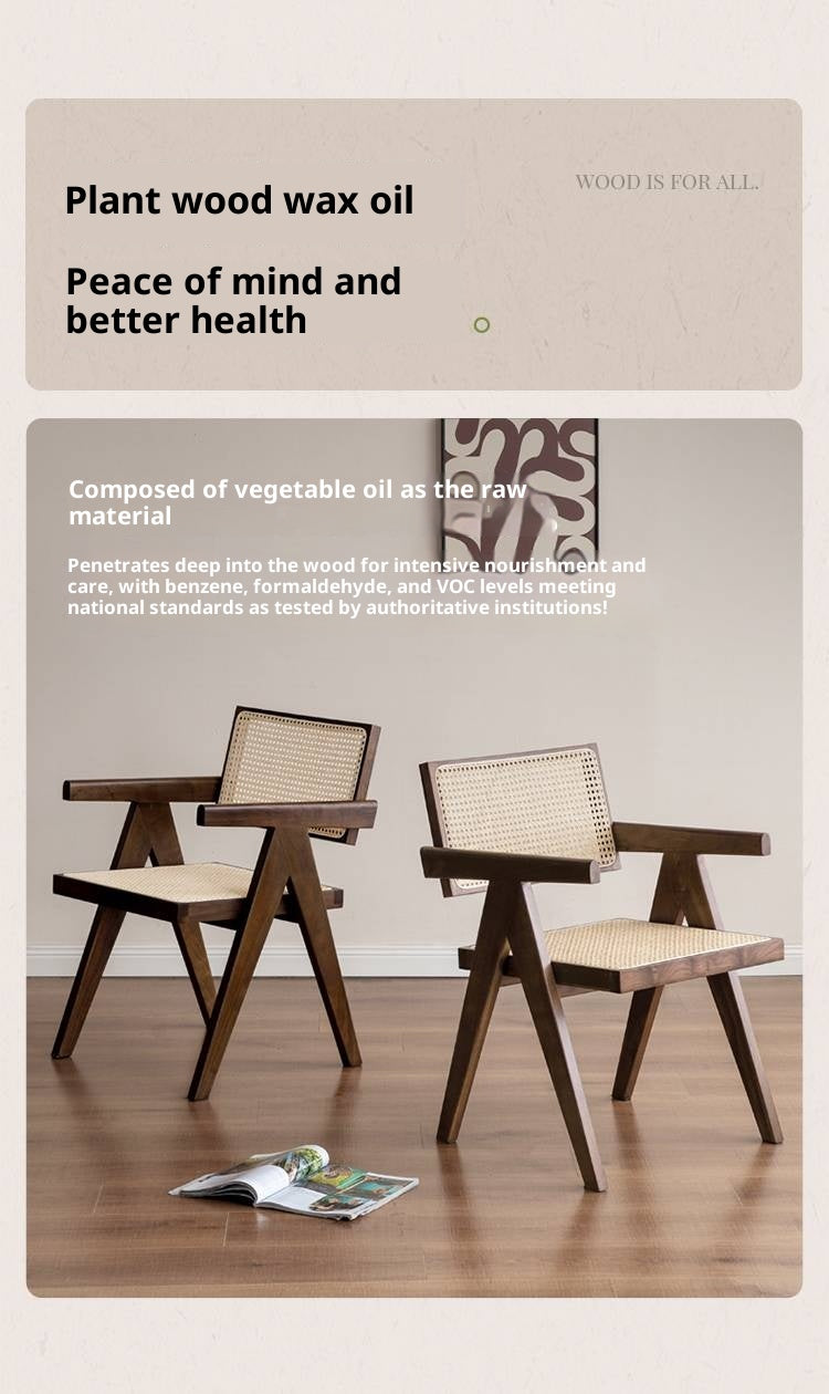 Black Walnut Solid Wood Wabi-Sabi Style Rattan Chair