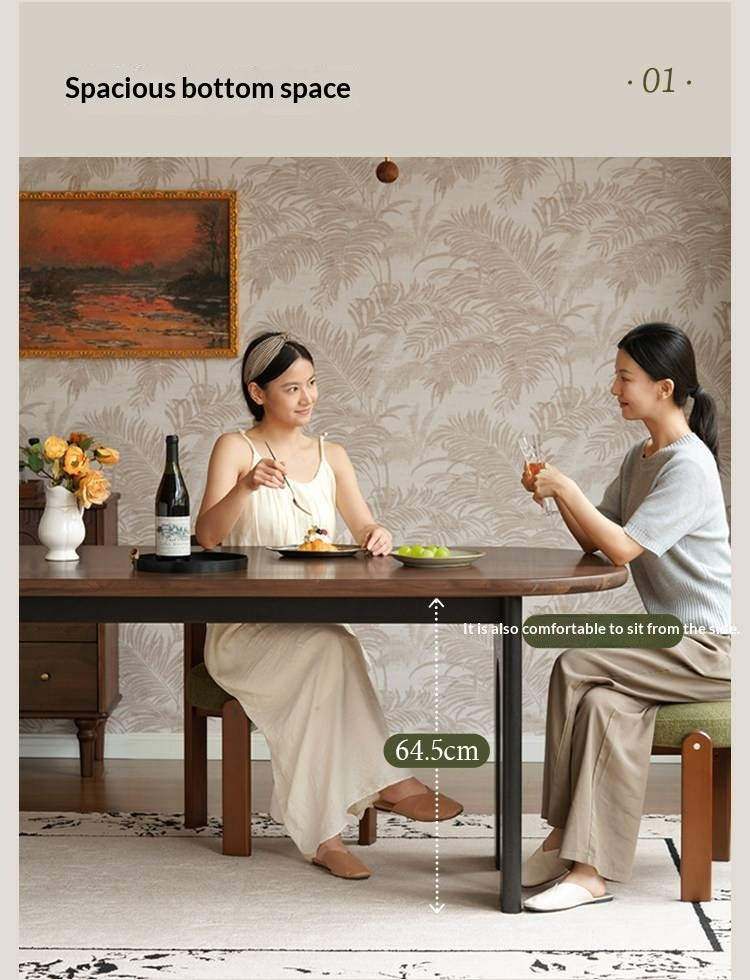 Black Walnut Solid Wood Dining Table French Retro