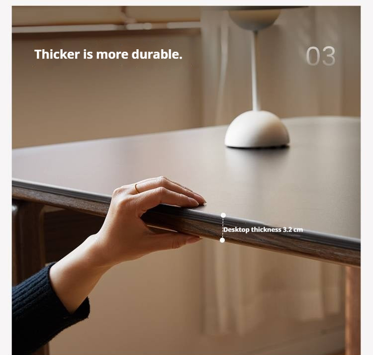 Oak Solid Wood Restaurant Light Luxury Style Rock Slab Long Table