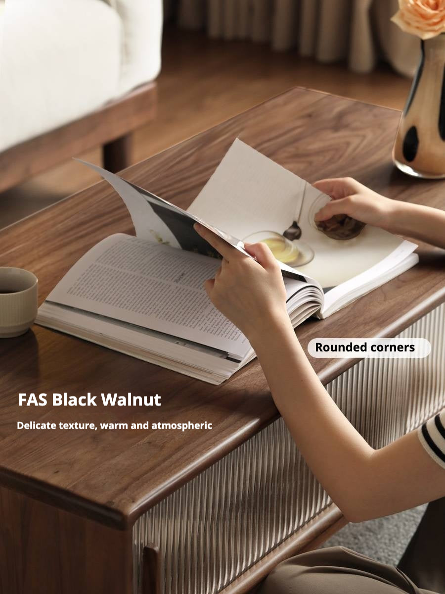 Black Walnut, Oak, Solid Rubberwood Solid Wood Modern Style Coffee Table