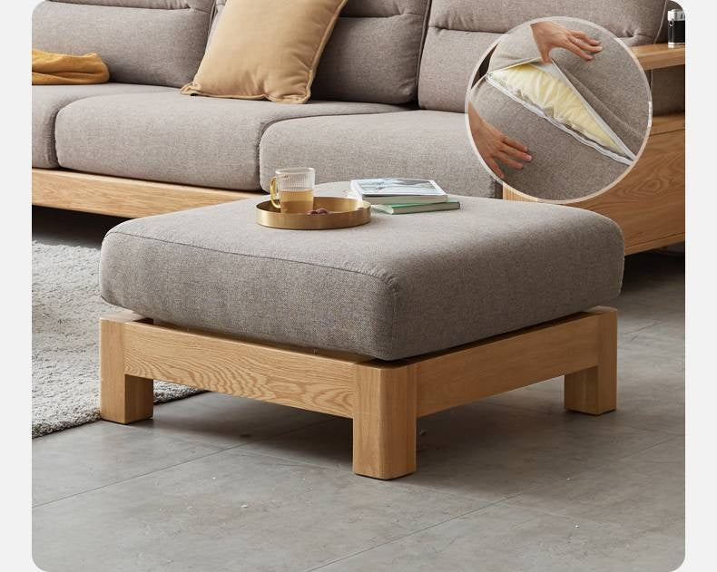 Ash, Oak, Black Walnut Solid Wood Fabric Footstool-