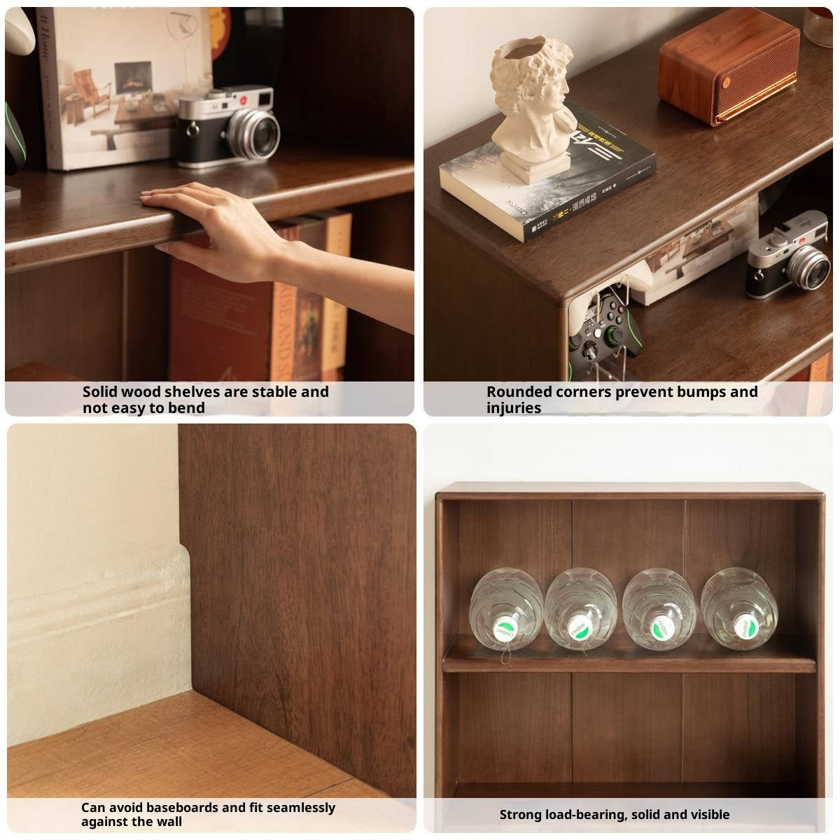Solid Rubberwood Modern Bookcase