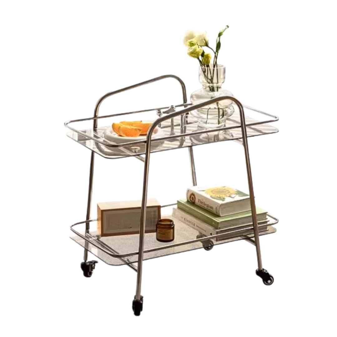 Mobile Storage Rack, Glass Dining Cart