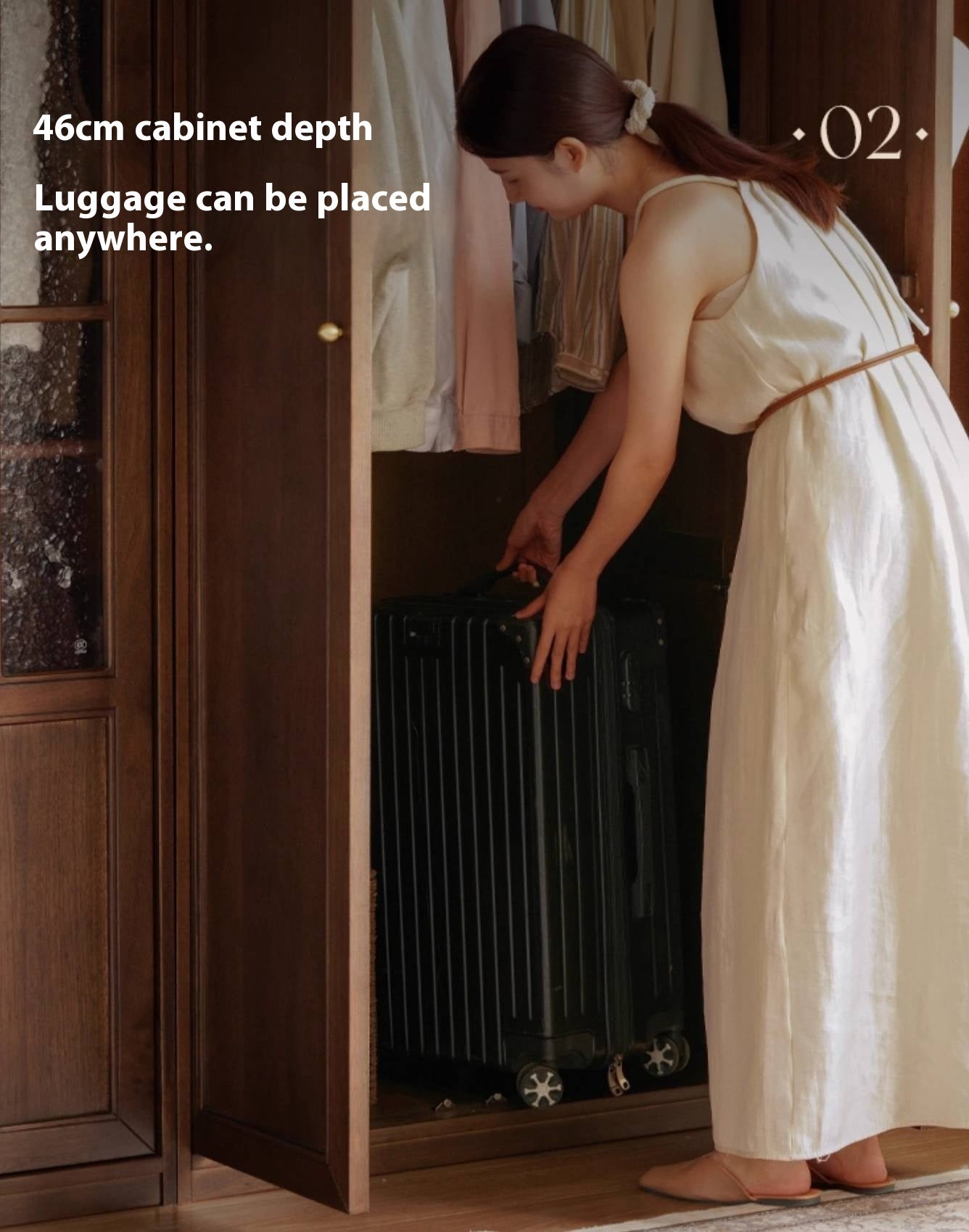 Solid Sandalwood French Retro Style Wardrobe