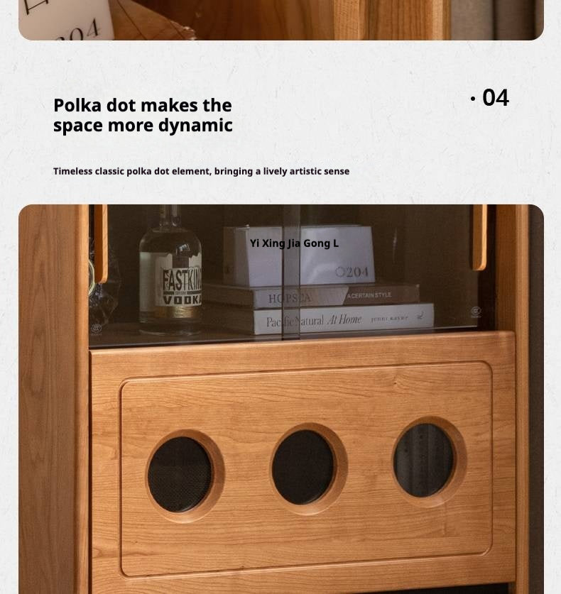 Cherry Solid Wood Retro Storage Side Cabinet.