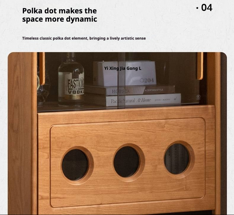 Cherry Solid Wood Retro Storage Side Cabinet.