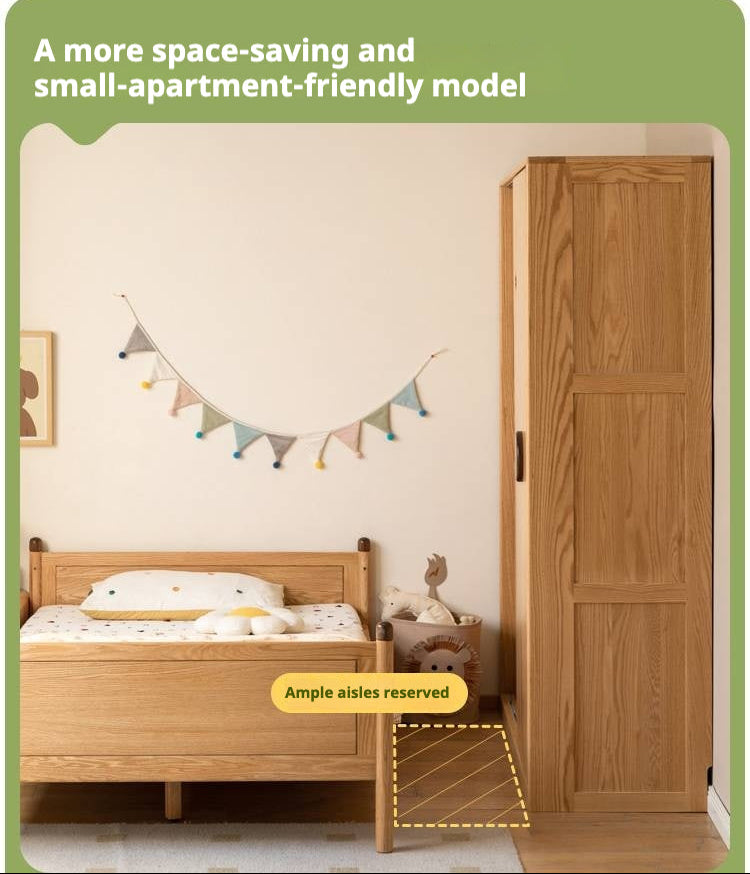 Oak Solid Wood Kids Sliding Door Wardrobe