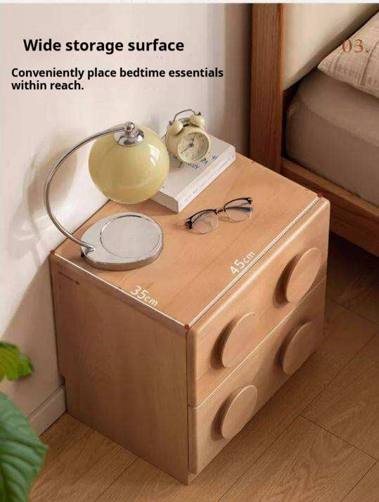 Beech Solid Wood Log Style Nightstand