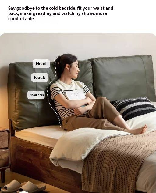 Soft Leather Headboard with Large Cushioned Backrest