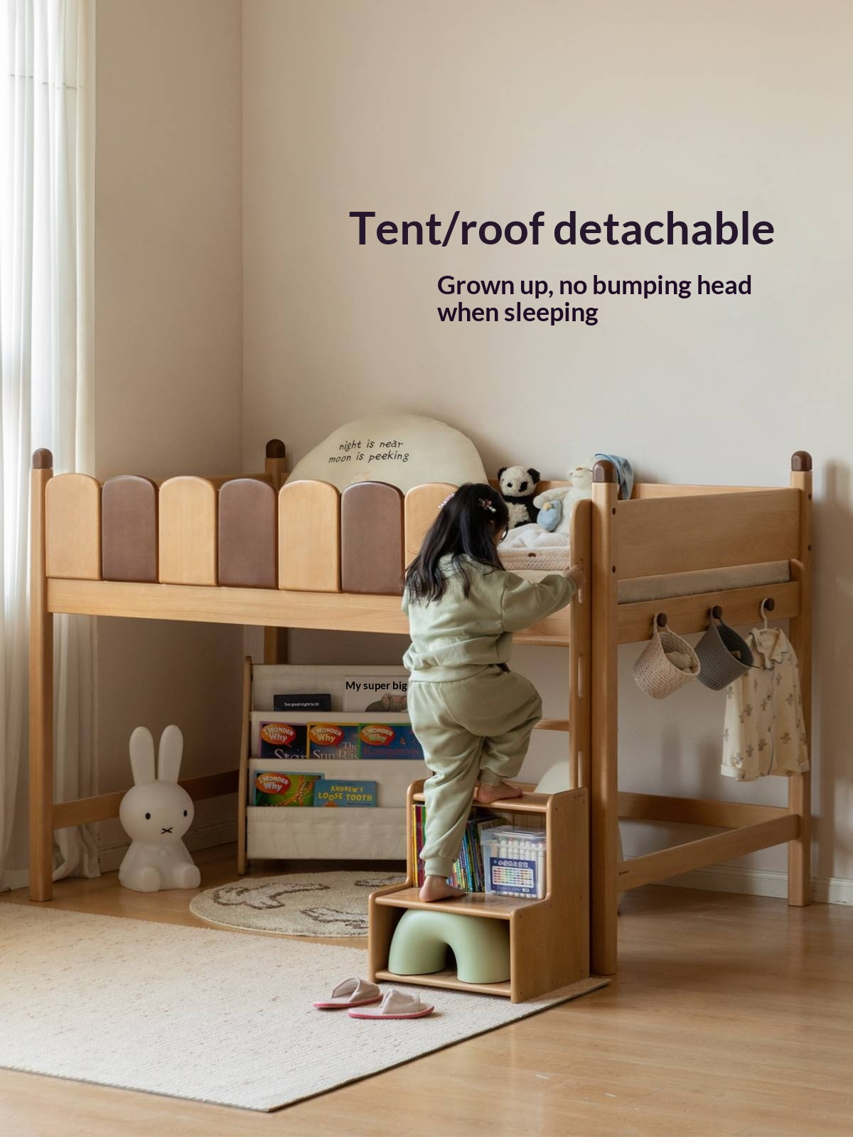 Beech Solid Wood Children's Treehouse Bed Multifunctional Loft Bed