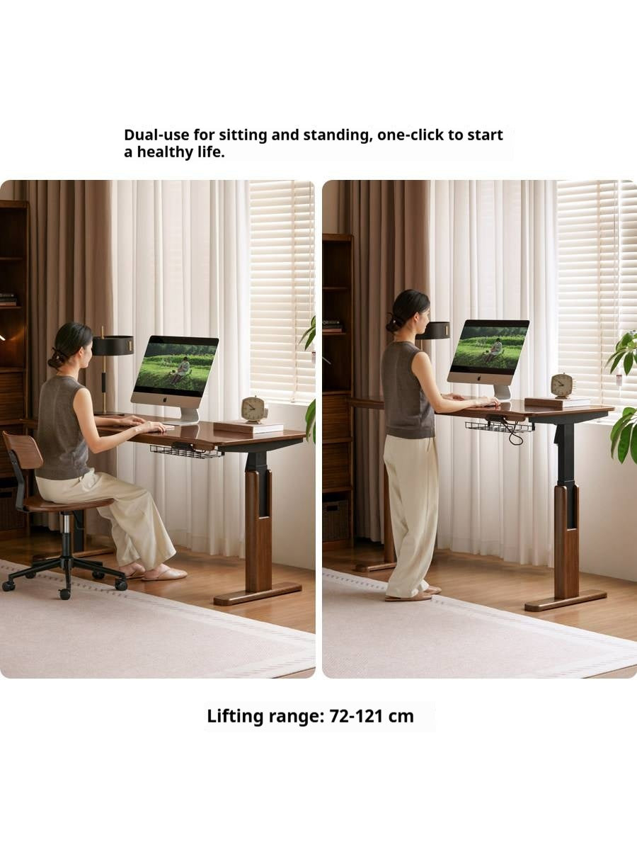 Solid Longan Hardwood Electric Lift Standing Desk with Adjustable Height