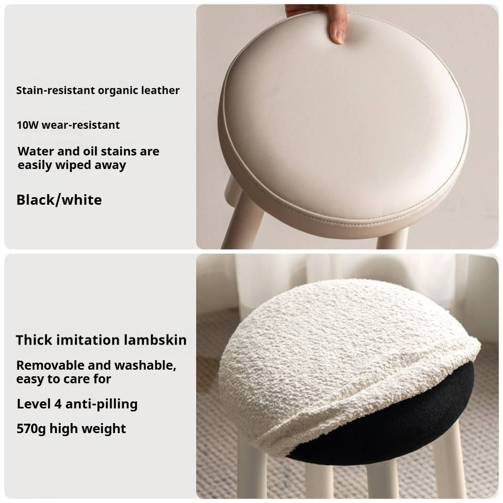 Solid Rubberwood Modern Soft Makeup Stool