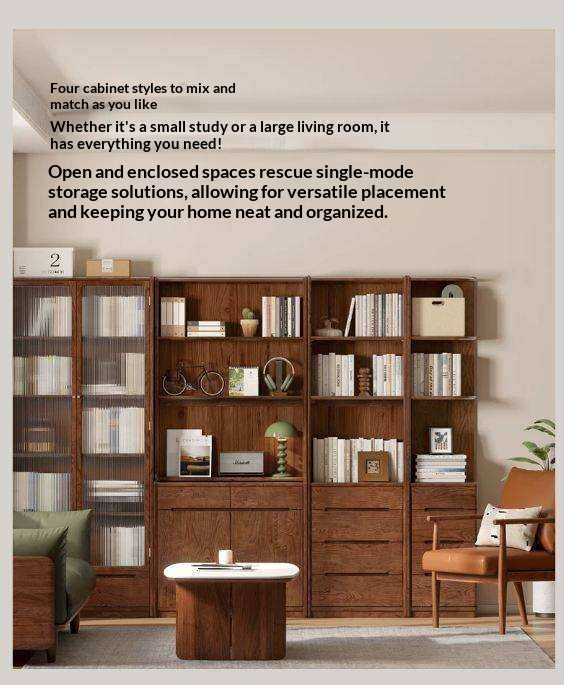 Oak Solid Wood Corner Floor-Standing Free Combination Bookshelf