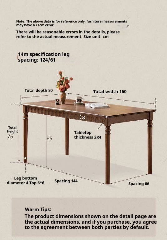 Black Walnut Solid Wood American Retro Style Dining Table
