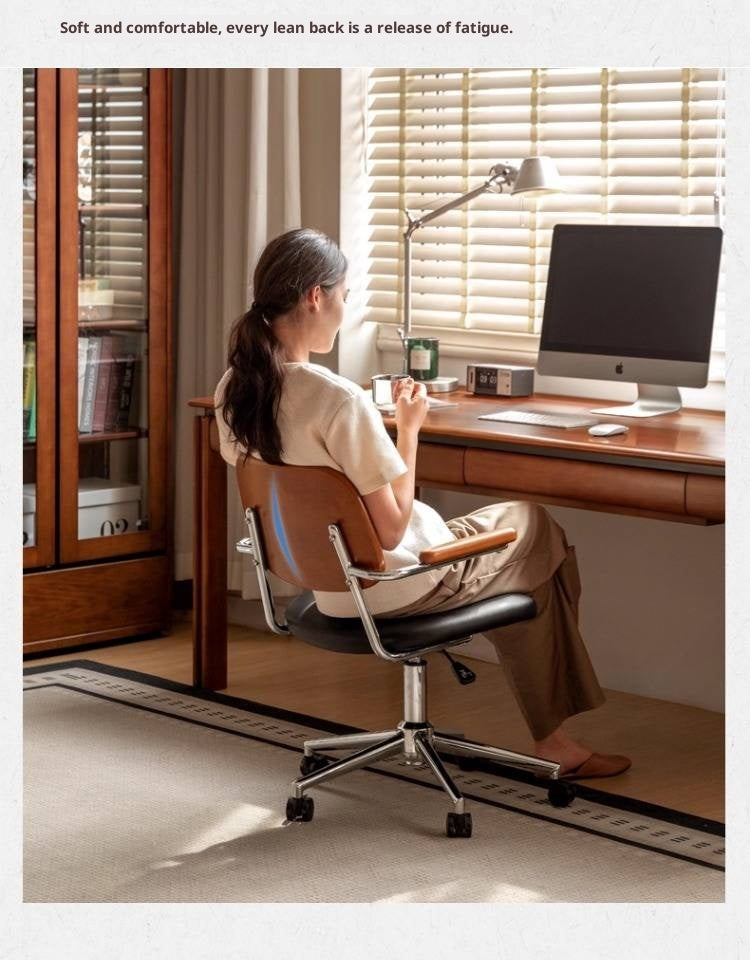 Beech Solid Wood Adjustable Office Chair, Bauhaus Style