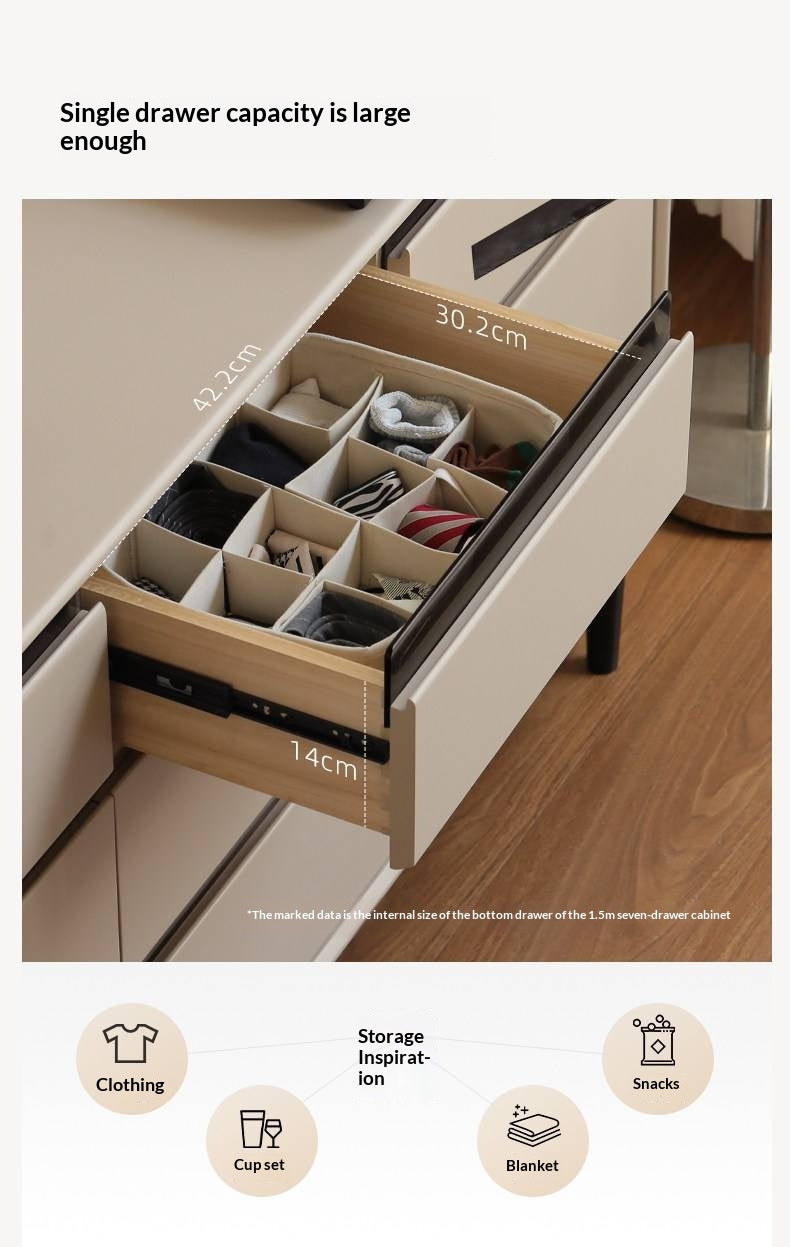 Solid Rubberwood Light Luxury Chest of Drawers