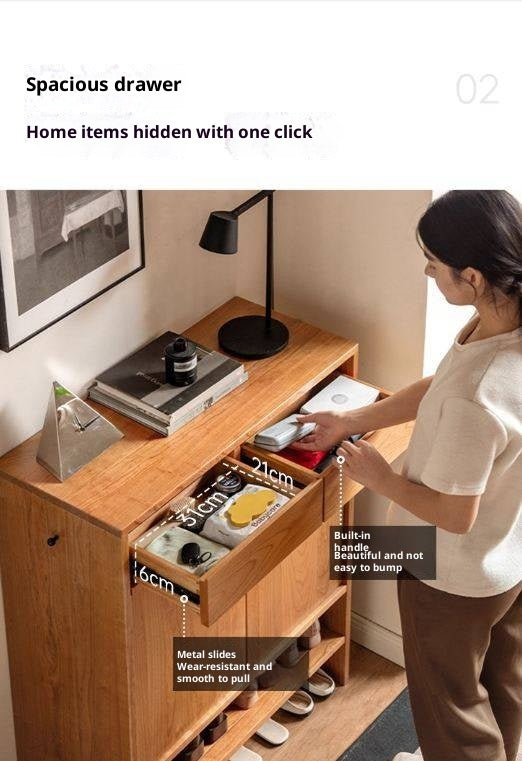 Cherry Solid Wood Modern Shoe Cabinet