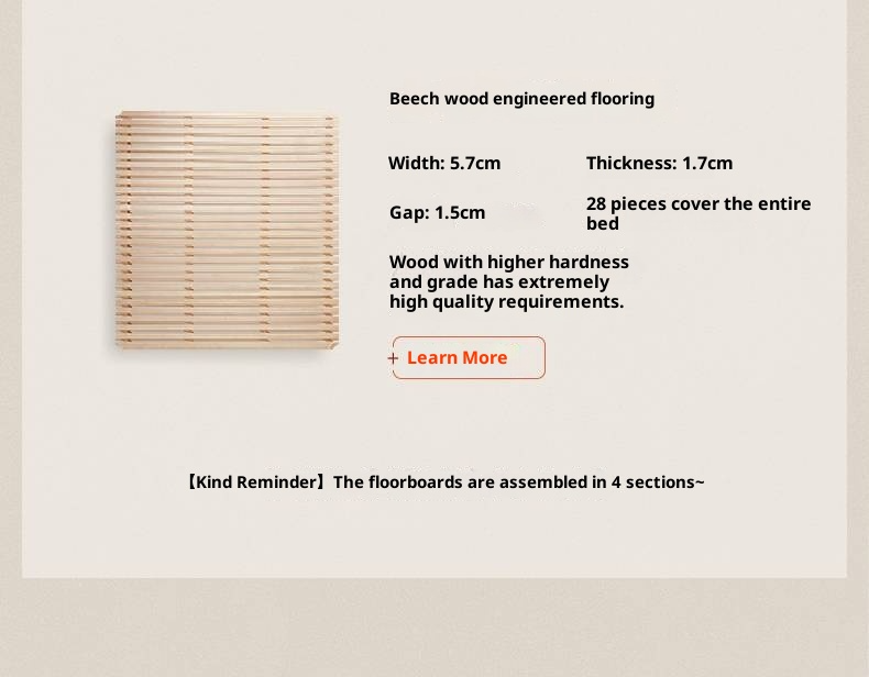 Beech Solid Wood Genuine Leather Soft Headboard Bed