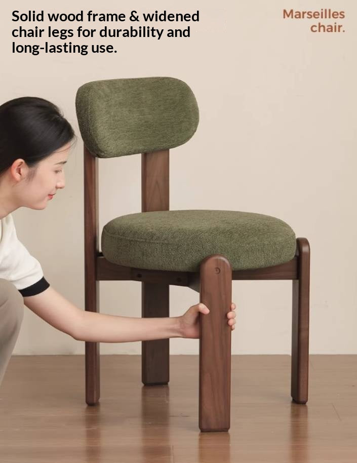 Set 4pcs Black Walnut Solid Wood, Solid Rubberwood Wood Upholstered Dining Chair, Modern Organic