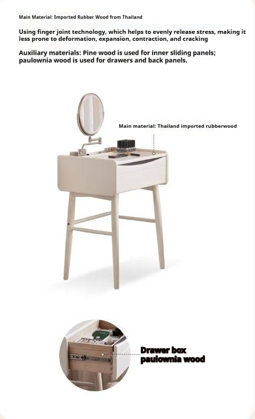 Solid Rubberwood Small White Vanity Table.