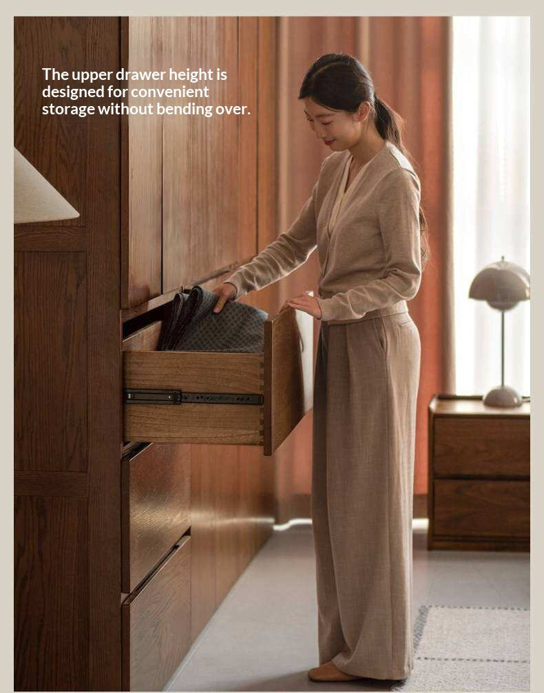 Oak Solid Wood Modern Sectional Wardrobe