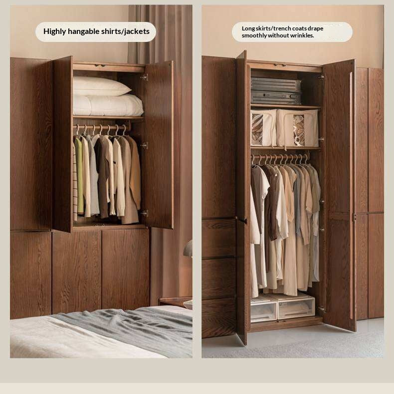 Oak Solid Wood Modern Sectional Wardrobe