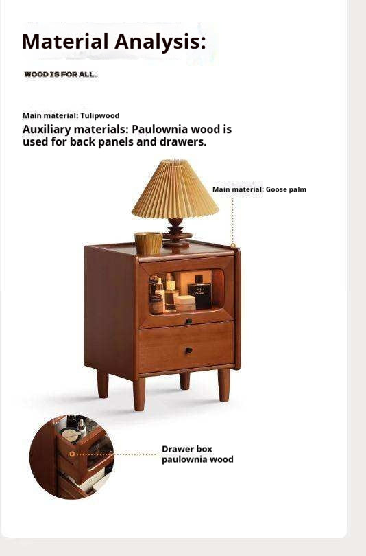 Tulipwood Solid Wood Medieval Style Ultra-Narrow Nightstand.
