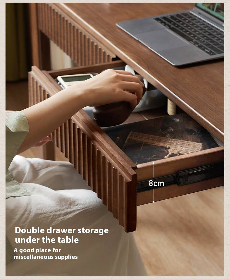 Black Walnut Solid Wood, Solid RubberWood Computer Desk