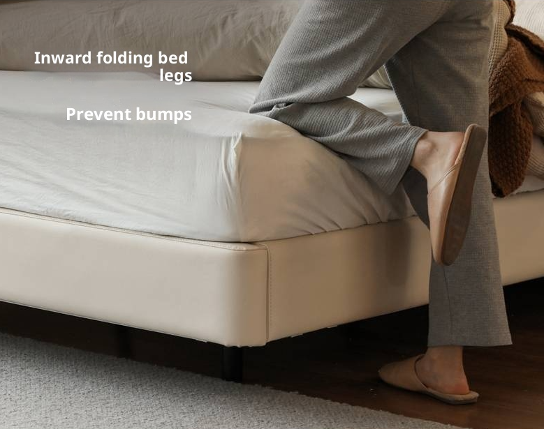 Genuine Leather Top Layer Cowhide Soft Suspension Bed with Lighting