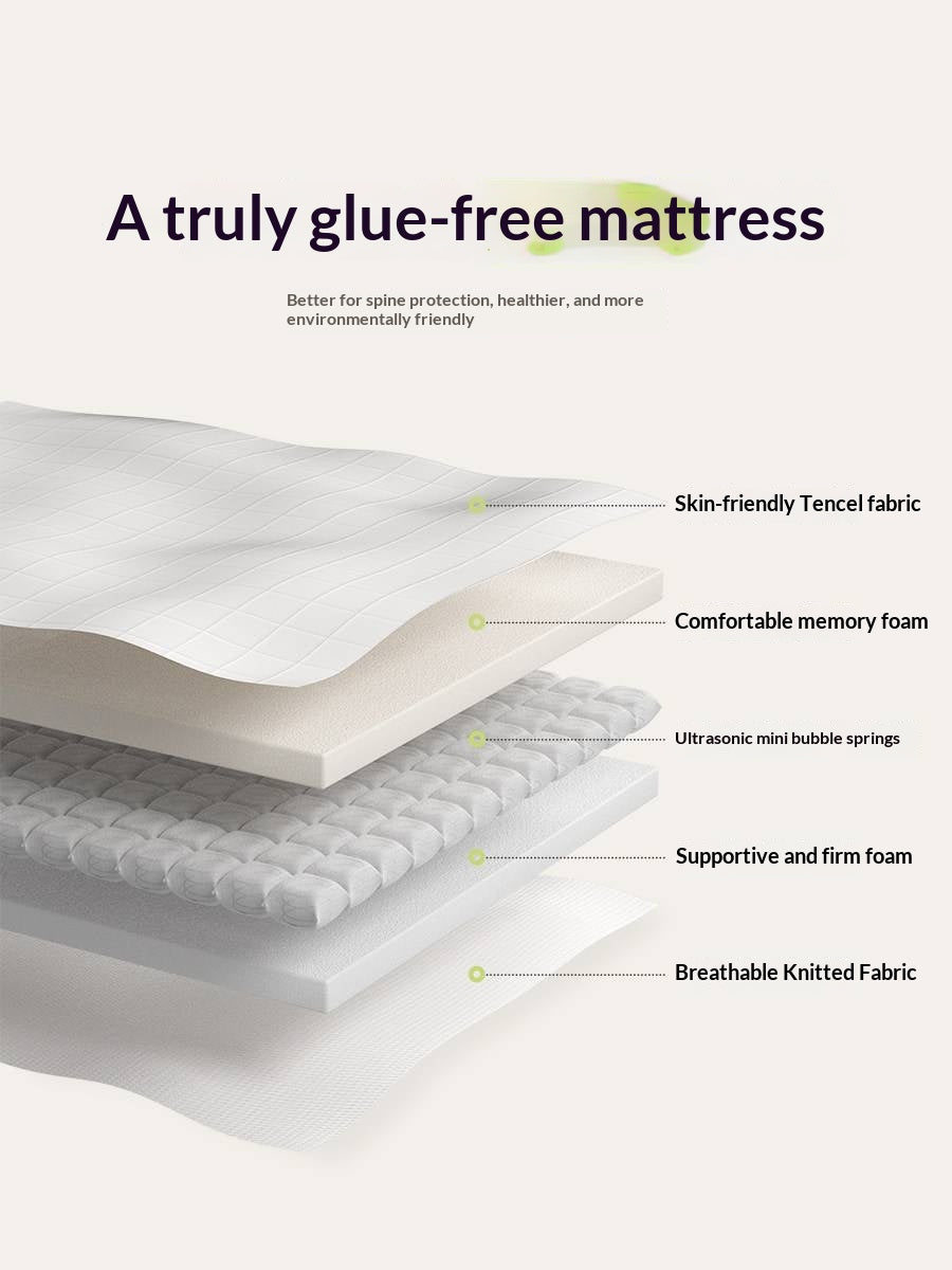 Zero-Glue Thin Mattress — Bubble Spring Support, Hard Mattress