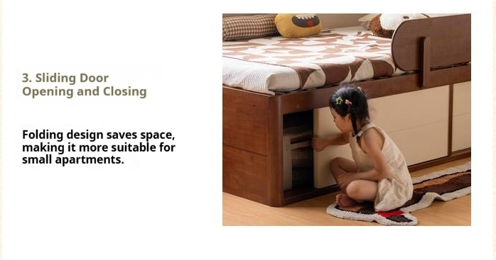 Rubberwood Solid Wood Kids’ Platform Bed and Hidden Storage