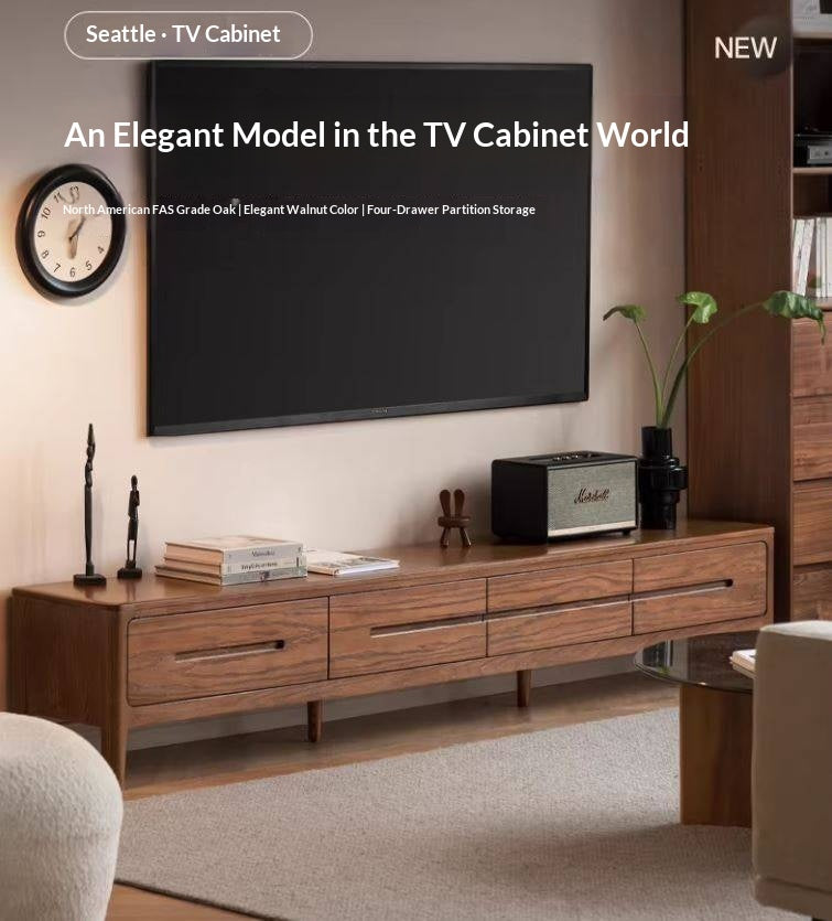 Oak Solid Wood Nordic TV Cabinet.
