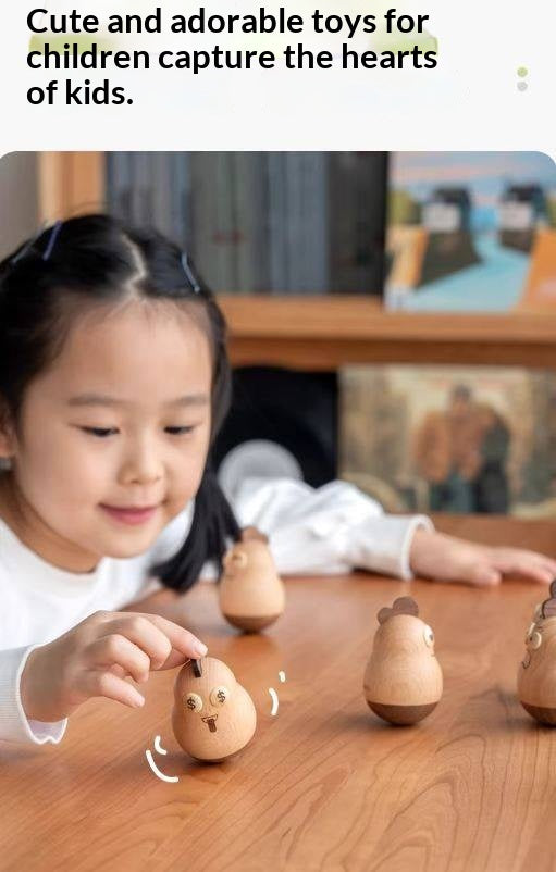 Beech, Black Walnut Solid Wood Tumbler Desk Ornament with Simple Creative Design