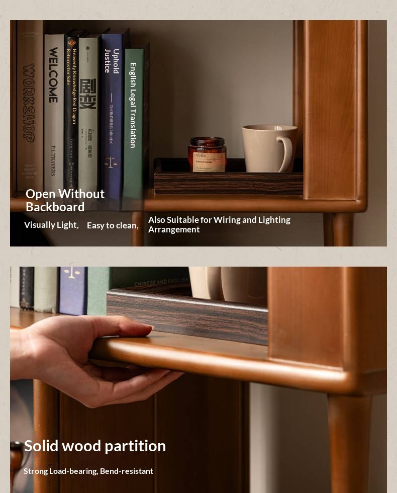 Poplar Solid Wood French Retro Bookshelf with Display Shelf