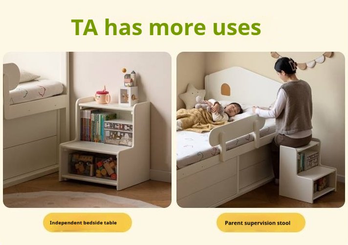 Rubberwood Solid Wood Children's White Storage Box Bed