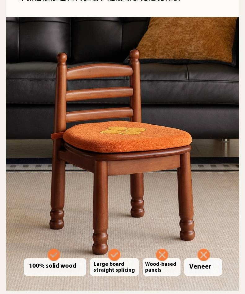 Beech Solid Wood Backrest Chair Medieval Style Kids Soft Padded Chair.