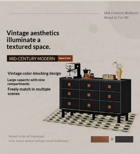 Rubberwood Solid Wood Antique-Style Bedroom Drawer cabinet